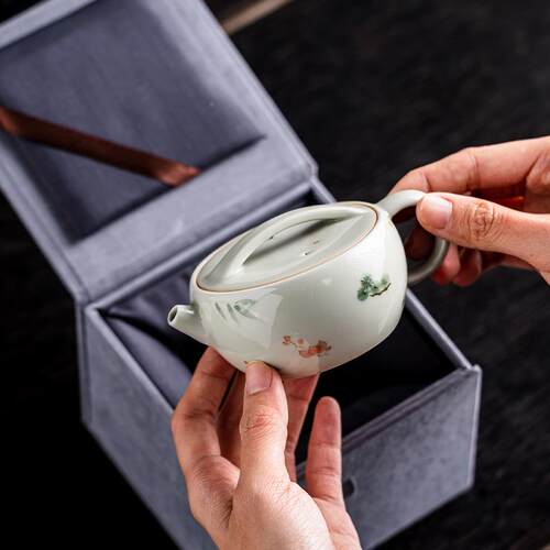大口JNT---CH汉瓦壶壶釉手绘下工厂直工发大开口陶瓷陶泥手茶具茶