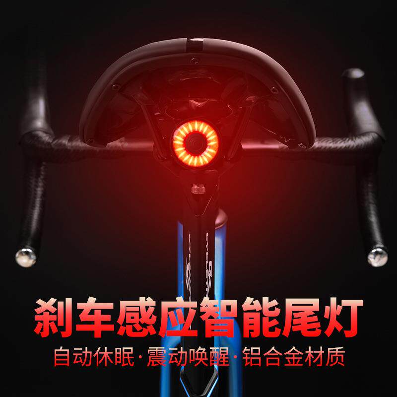 地自车尾灯智能感应刹HYtslkws车灯公路夜骑灯车山车充电警示灯骑