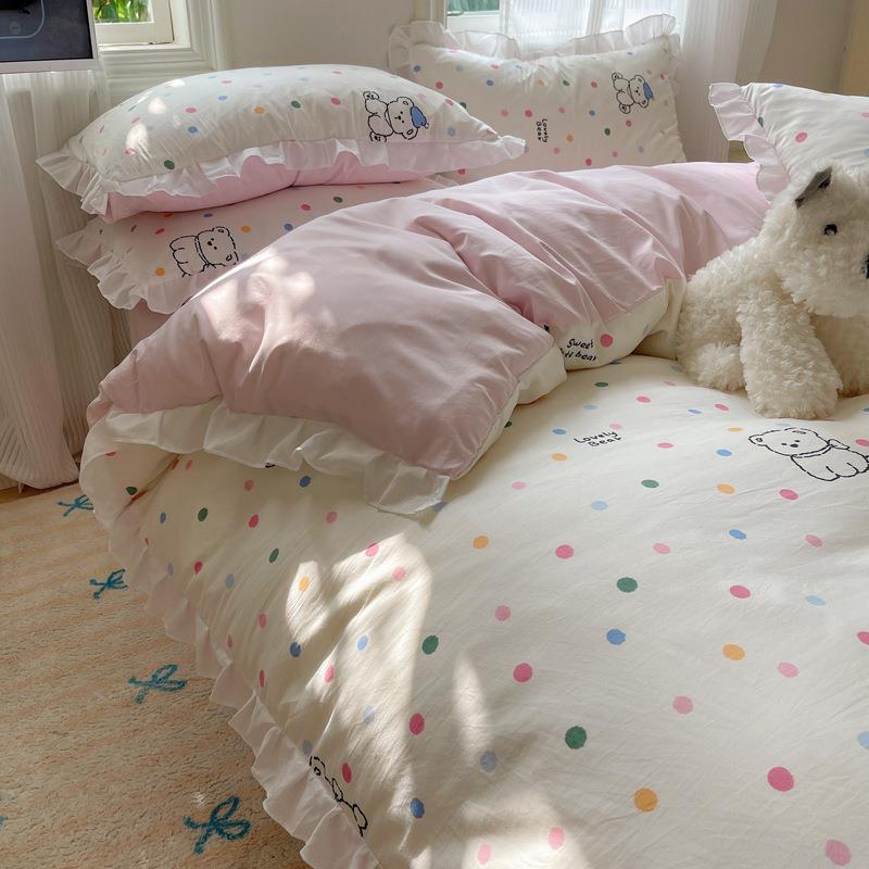 花A类被母婴级四件套肤柔肤简PANJI约舒适轻奢边款水洗亲棉套四季