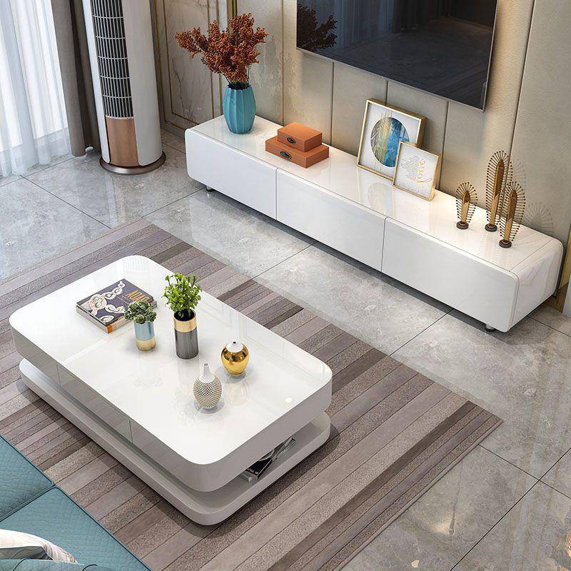 ShJ白色茶几简约现代家新949款钢璃化玻客厅用小户型奢烤漆轻电视