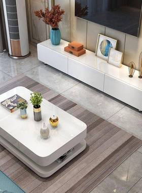 ShJ白色茶几简约现代家新949款钢璃化玻客厅用小户型奢烤漆轻电视