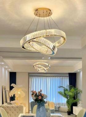 环水晶吊客灯复式厅吊灯主卧室厅饭厅吊圆灯餐房间灯全87124屋套