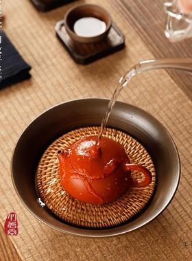 藤茶编壶垫粗壶水承储式APM干泡台宜兴紫砂陶壶茶壶底座壶托具大