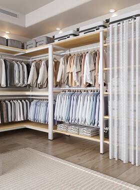 转角柜家用卧室易衣柜结实衣耐用墙角开放简式衣橱全组钢架XIK合