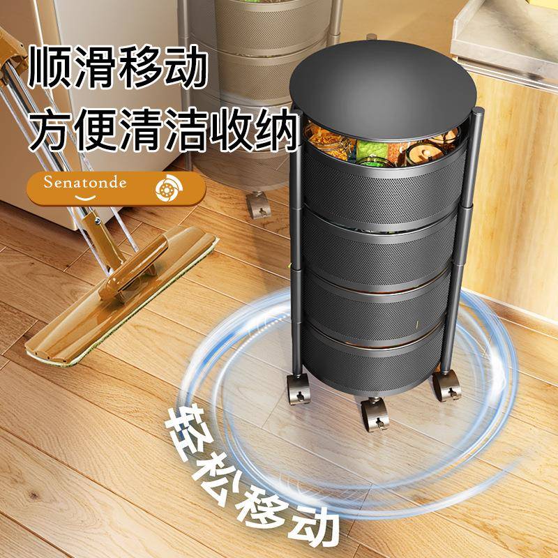 家直销厨房置架架落地物可旋转蔬菜水果收厂653纳家用多层带轮子