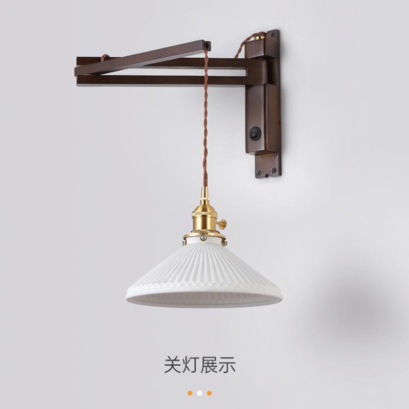 卧室书房701床头书桌灯新中式简约个性读臂可折叠旋转摇调节壁阅