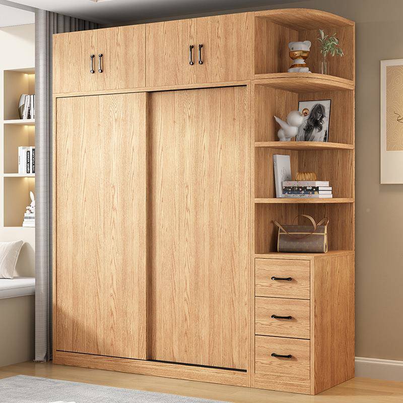 衣柜64239柜房家用卧室推拉实木衣橱原木小户型移门收纳柜门出租