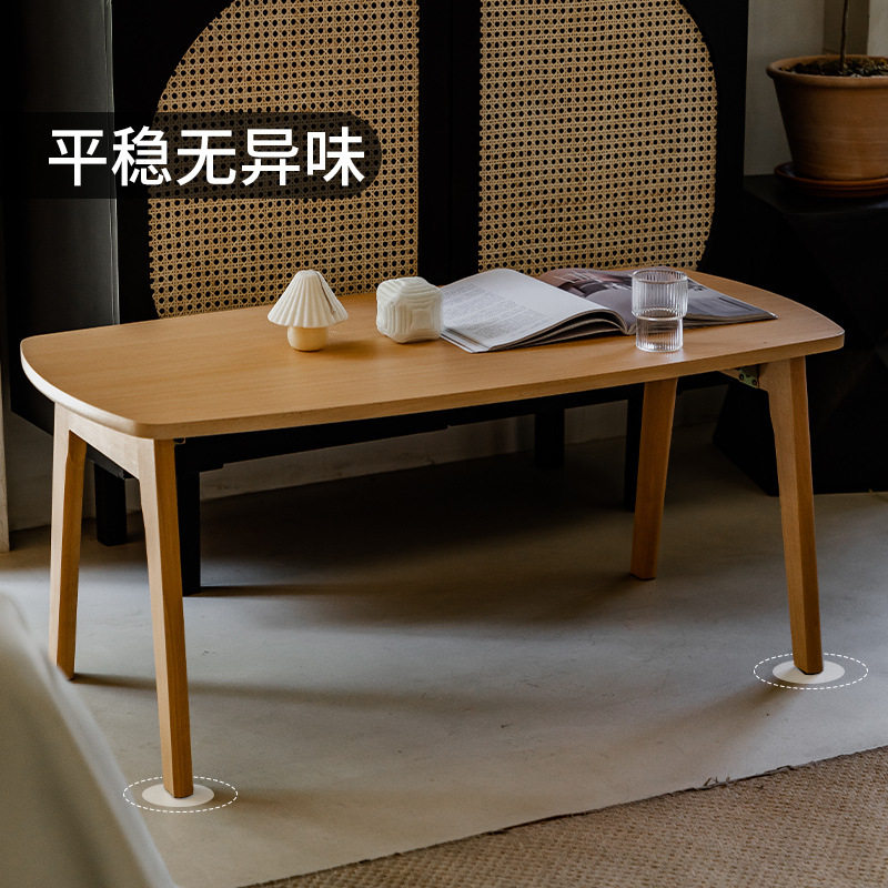 可折叠茶几实木餐桌两用小户型矮桌客厅家用简约实木简易日式木桌