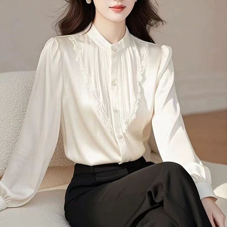 有货 2026春秋新款法式洋气好看仙气飘飘上衣高级感气质白色衬衫