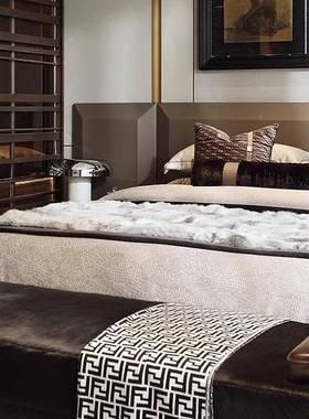 新中式奢板样房床品41079轻上酒店别墅售楼部床用品多件套可定