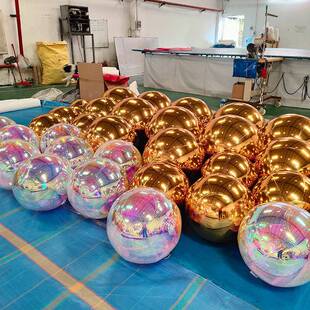 PVC炫彩充气面球挂镭射反光球QVT场景台布置商舞场美镜陈充气悬气