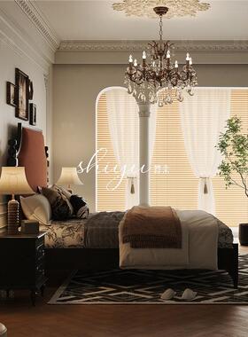 时余瑞中莎冰GAR柱橡黑木床式复古色美大气高脚款法式古风2米2实