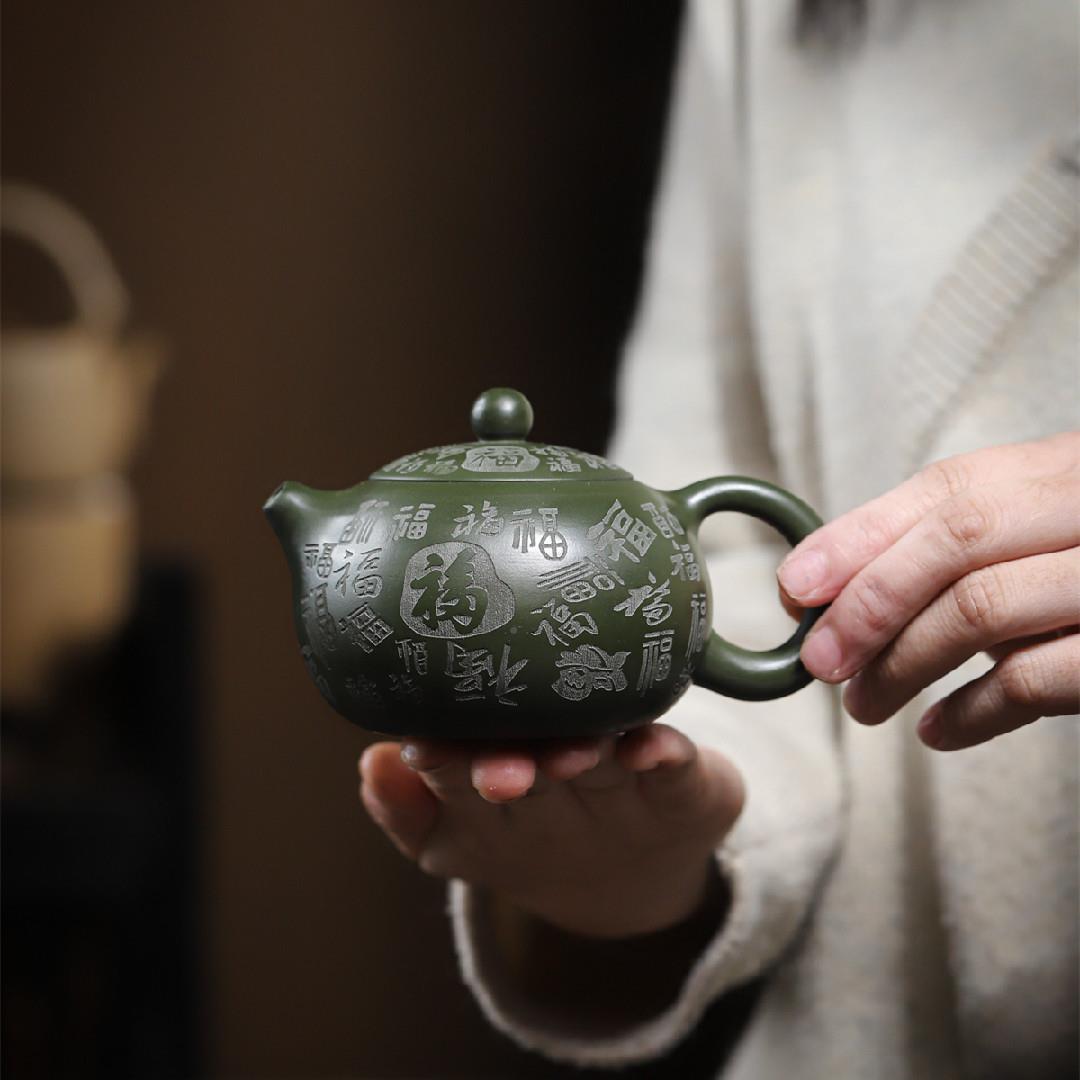 百福西施宜紫砂壶原矿绿泥匠GMQ兴手砂制心经典实用紫茶壶