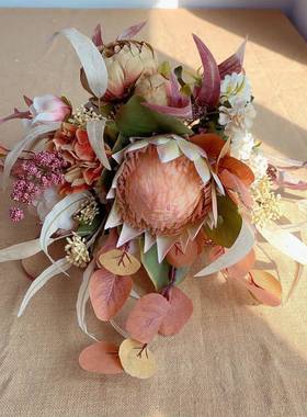 M155秋色咖束黄色式货系手札PCV花仿真花绢花假花欧源