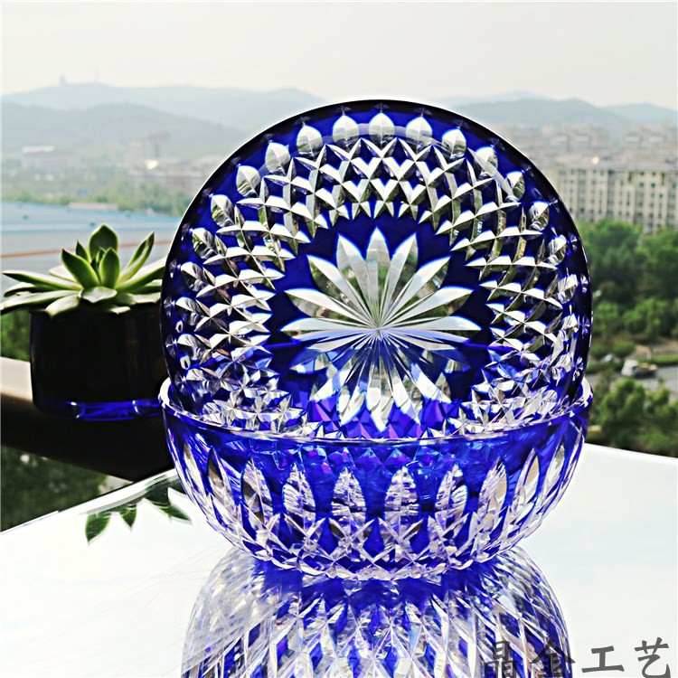 日式水晶玻璃水果碗沙拉容器点心小吃家用装饰果盘宴会酒吧直销