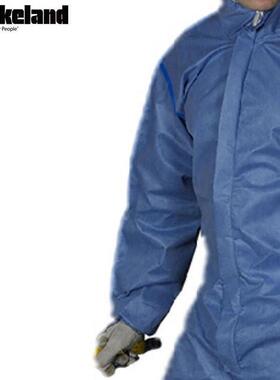 雷服克兰MMS48BE化学防护服KHD耐酸碱粉尘防静2电连体S透气蓝色通