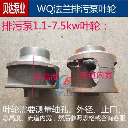 兰WQ法1.污水泵叶轮排污泵1.-75kw水叶铸铁2寸3寸4寸IWS6寸水泵配