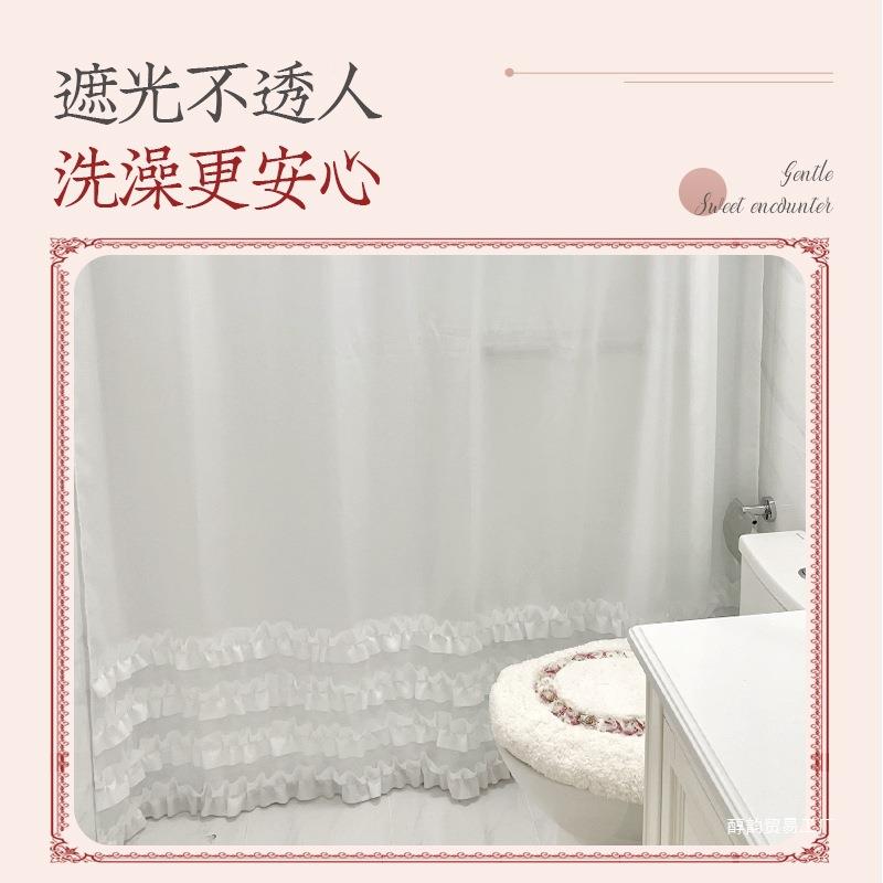 纯白色SGY公主裙浴帘间布防水防霉边加厚生卫淋浴帘隔断帘子浴室