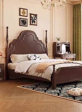法风式复古中古实木安娜床美EZK式床黑色人床主床卧双现代简约储