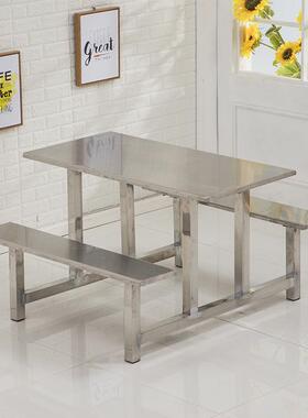 吃学校学LAO生餐员工食堂餐桌椅小店快店不8锈钢连体餐桌4人人位