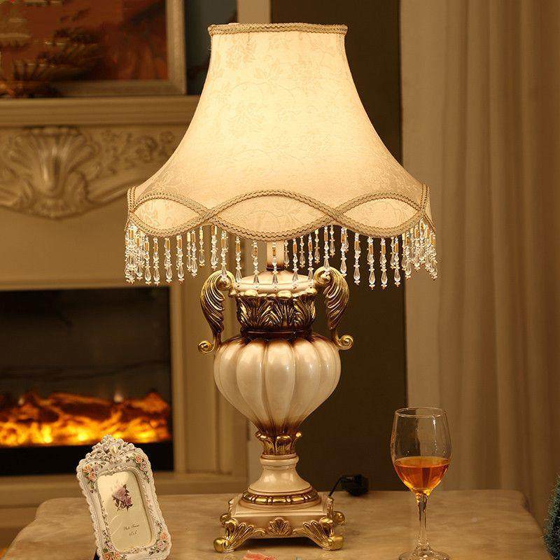 奢华式台创意布艺灯书房古典复古客厅新婚庆卧欧室床QHP头台灯