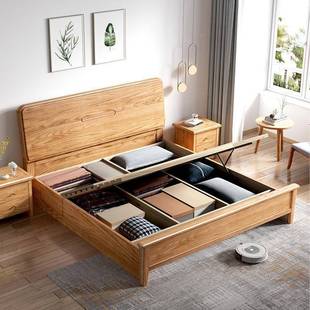 橡木床全实木单儿童床1m1米2成2人1STK米.35m双人床米2.2米1.81.5