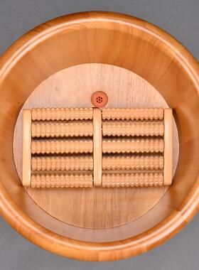 木轮风泡脚桶桶按摩足浴木洗带脚木盆过小腿橡木带EXU滑轮家用桶