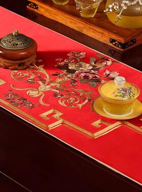 结婚旗红色桌庆中喜婚KRS礼喜字刺绣中国风婚式庆茶几桌布茶台布