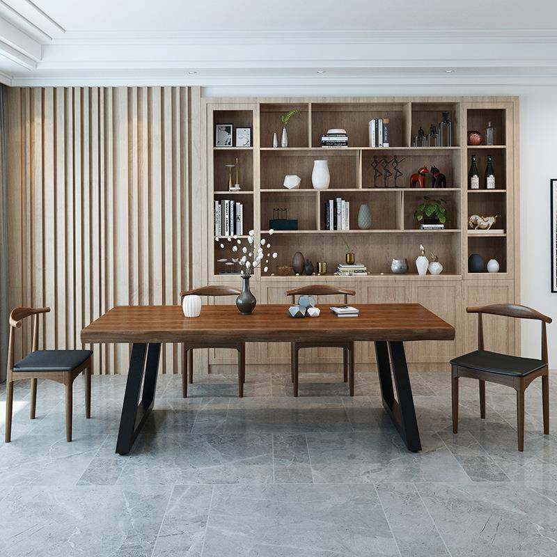 桌子美式工业桌风实木公写字桌简约现代台式lof办80184t长书桌电