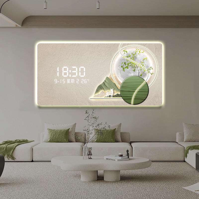 万历2025年新款电子时钟装饰厅画奶风餐客油厅绿植钟年表挂HPH钟