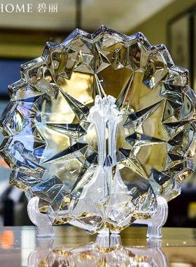 水晶PDD10236果轻盘大高新端现代玻璃水果盘中式客厅家用高档奢气