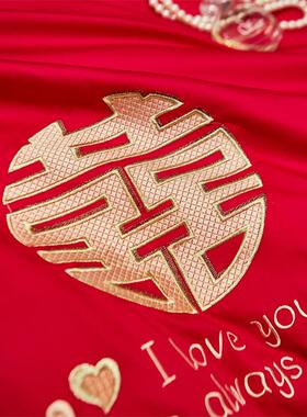 中式10172简婚约全棉婚庆四件套纯棉红色床单套被新陪嫁结大婚床