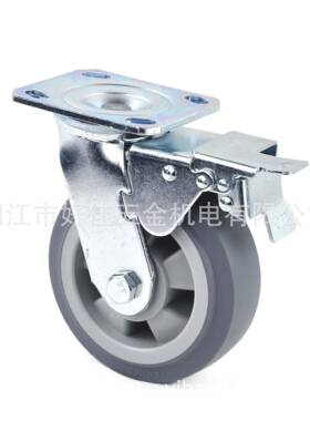 源头直供10X50m重5型MUK双双轴承静m音平面灰色TPR刹脚轮