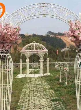 百界欧式婚庆铁MIE艺拱门架子婚礼场白色具花花门拍摄道摆件园入