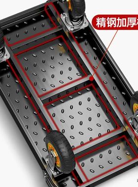 小车拉货钢平板车手推车板搬运车家用拖车折叠手OWQ拉车快递小推