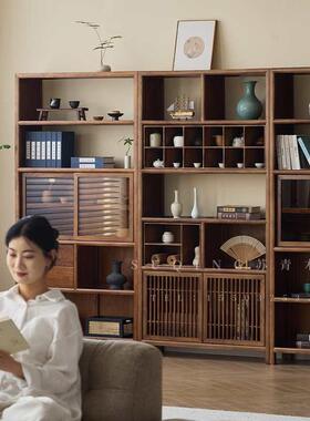 新中式实胡木博架多宝阁茶室置古物柜架书柜老榆木展示黑UXQ桃木