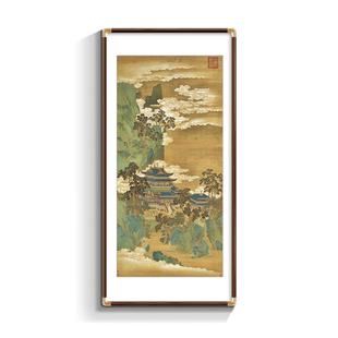 仙山阁图中式玄装饰画关廊尽头走过道挂画水墨国仙山楼阁画复古山