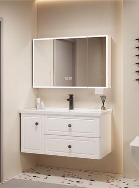 法式不锈钢蜂窝铝浴室柜陶防潮高板ZZ-WS888组合生间定瓷卫一体盆