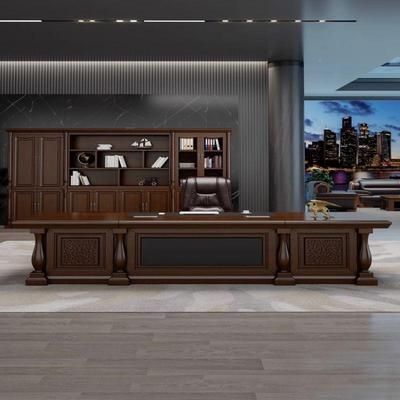 新中办式老板5928#桌公桌全实木皮大班台总裁办台主管理桌经单人