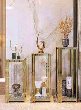 UG73轻奢板花架不锈厅室岩内客装饰摆件落地式酒店钢YAX花盆置物