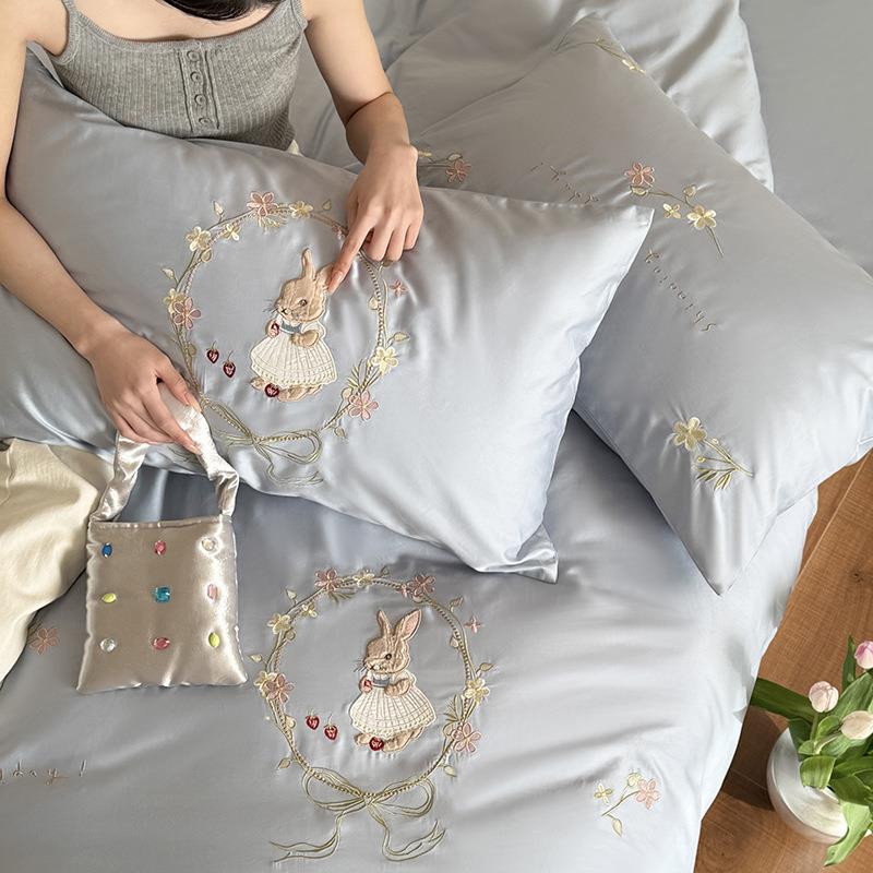 设计款10套0LB-01S床长绒棉四件可爱巾绣红毛色被套床单纯棉全棉