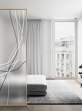 现代简艺术玻璃屏隔断钢化约磨轻砂风奢客厅tb-67035透光家用入户