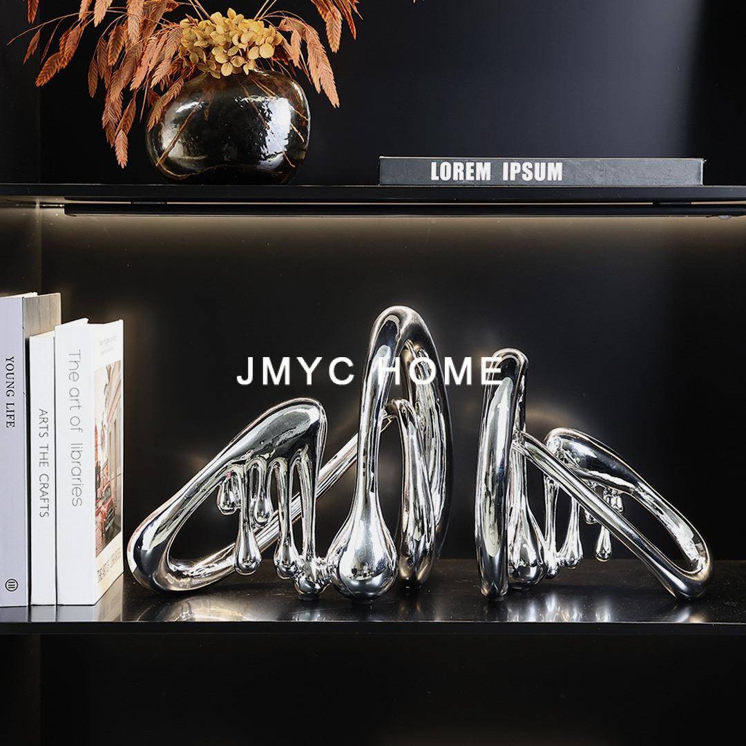 现代简抽象电镀音装饰品样玄板间关客厅书房酒柜家居符XNX轻约奢