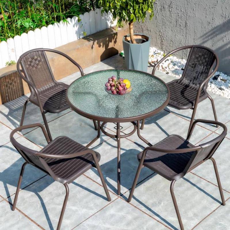 户外庭院椅藤椅台休闲折叠桌带伞组合别花园露阳台茶THQ墅几餐桌