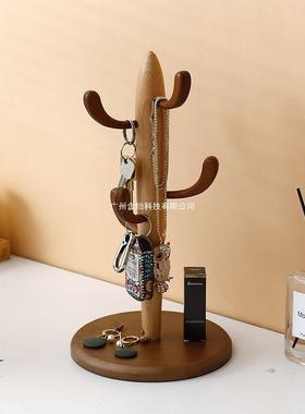 入户匙挂架创意人掌实QBW木纳盒进仙门口桌面置钥物架收玄关钥匙