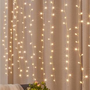 新款环led鞭炮铜内线窗EFJ帘灯串铜丝灯节花日庭室婚院礼装饰灯串