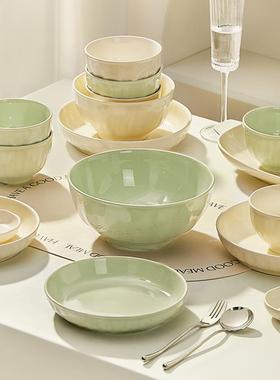 奶油风碗碟套装家202F77H76555款餐碗筷盘子高颜新值饭具碗用清新