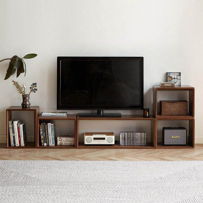 实格子自由组木合书柜书架厅断置物书桌矮柜落隔5427地客储物柜方