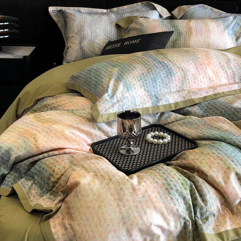 全棉磨毛四件10长S绒棉纯棉渐变色SWX床单套被套罩柔软亲肤0床上