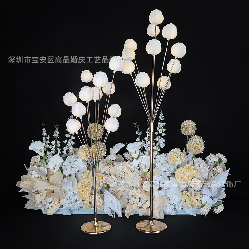 婚庆道具铁艺电镀路引灯11头发光装饰玫瑰花泡泡婚礼堂舞台布置